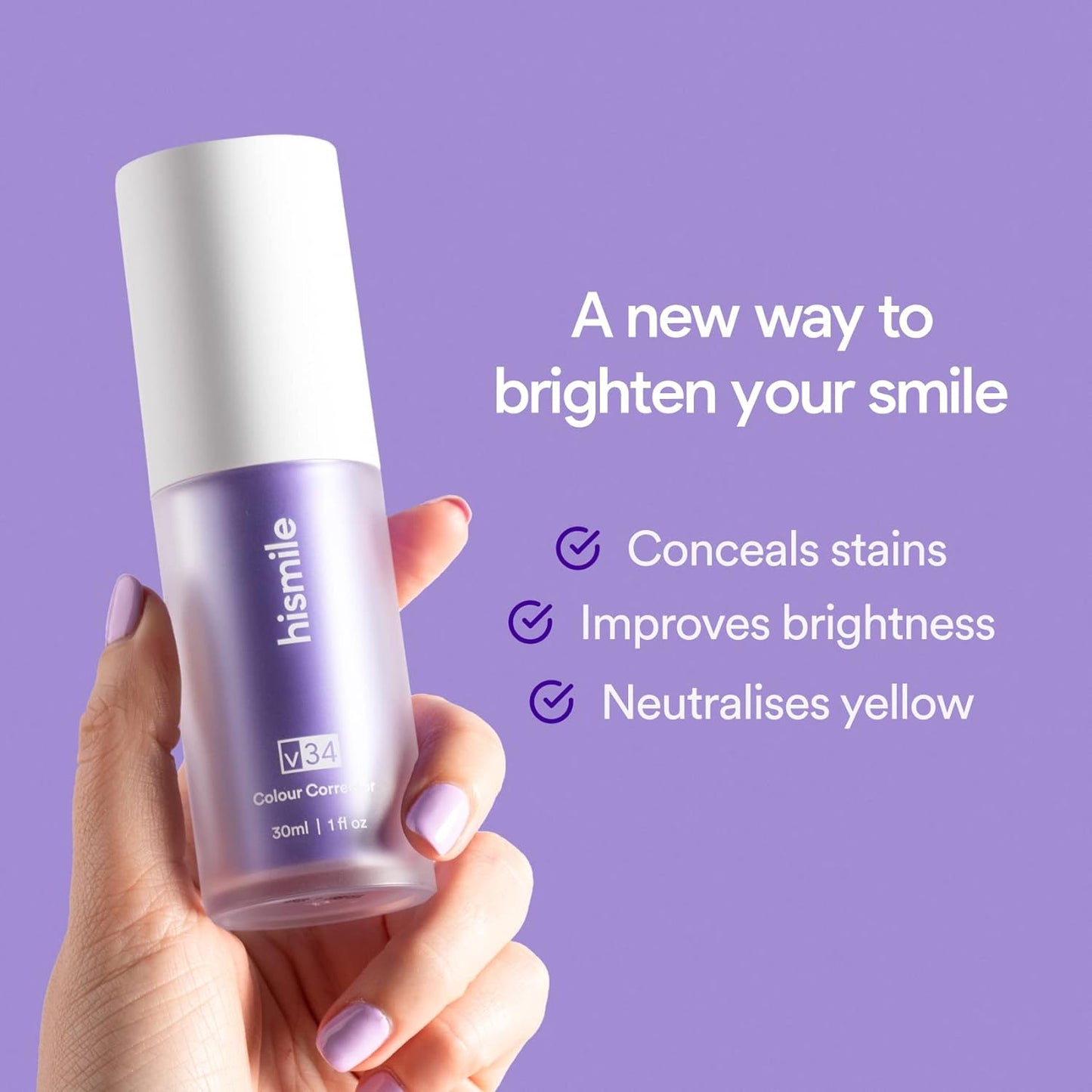 Hismile v34 Colour Corrector,Teeth Whitening Purple Toothpaste,